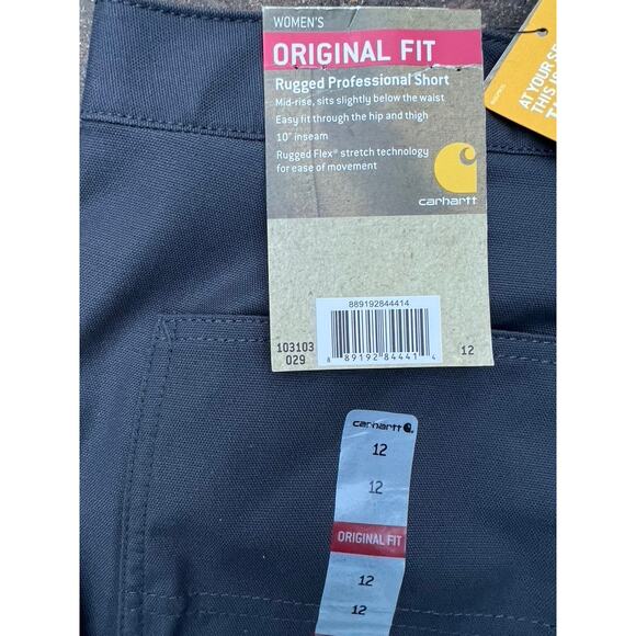 Women's Carhartt rugged flex professional original fit navy shorts size 12 - Picture 6 of 6